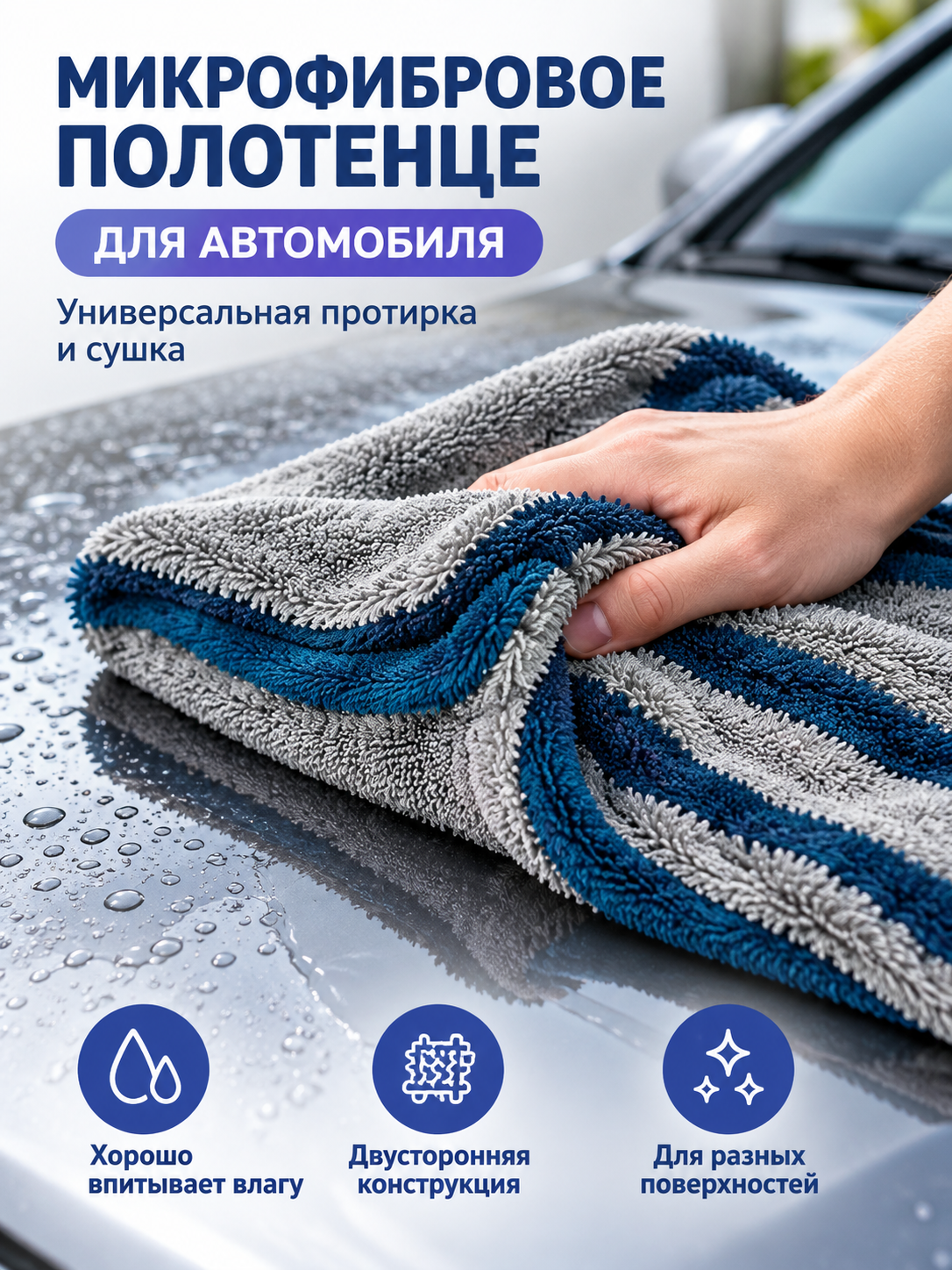 Microfiber Car Towel Double-Sided Gray