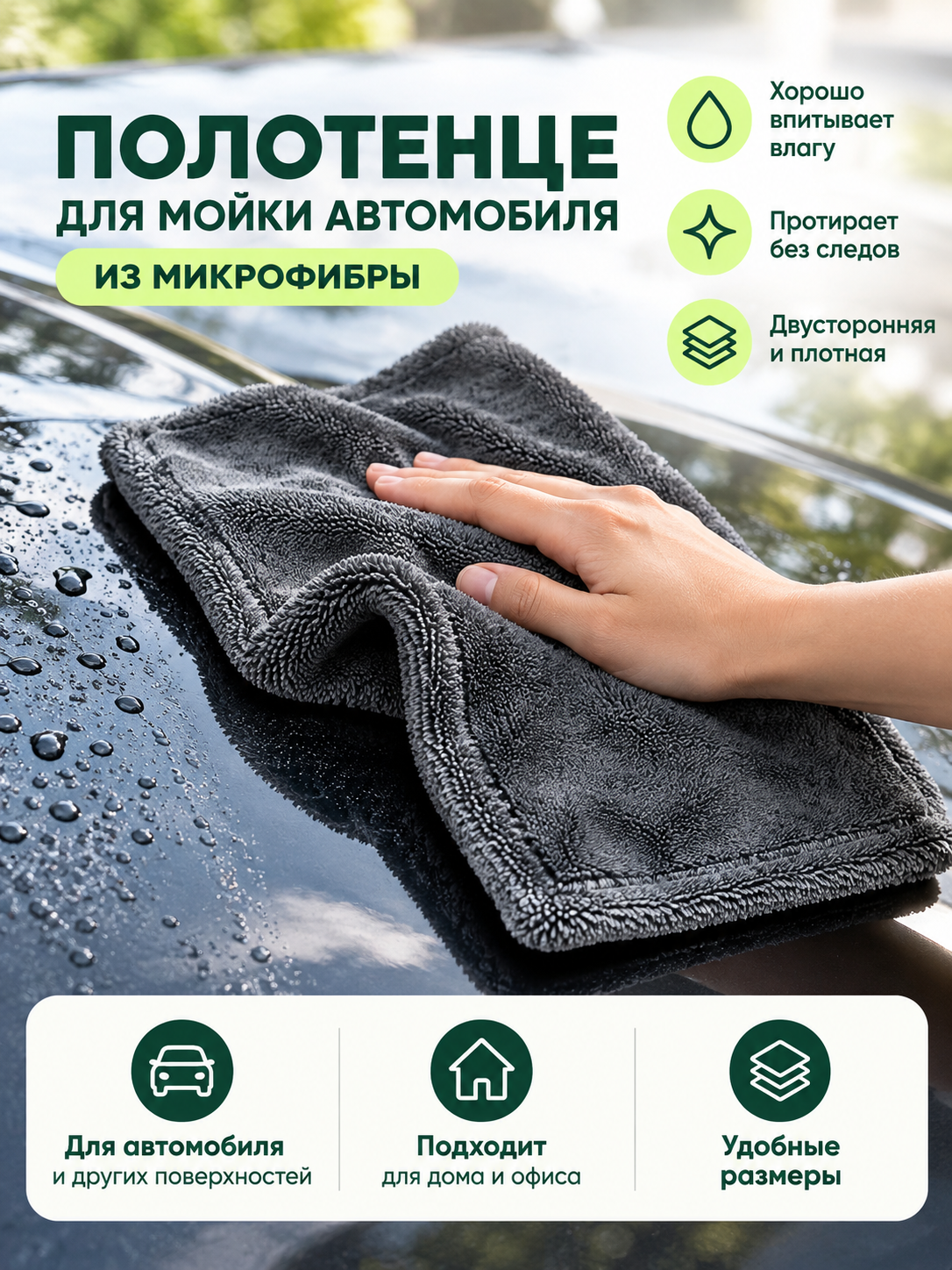 Gray microfiber car wash towel