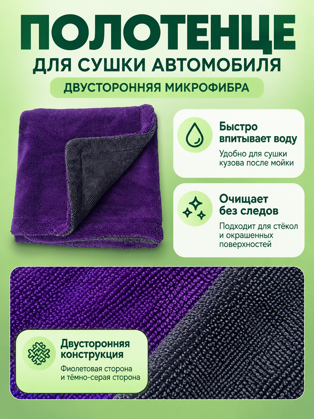 Purple and Gray Microfiber Car Drying Towel