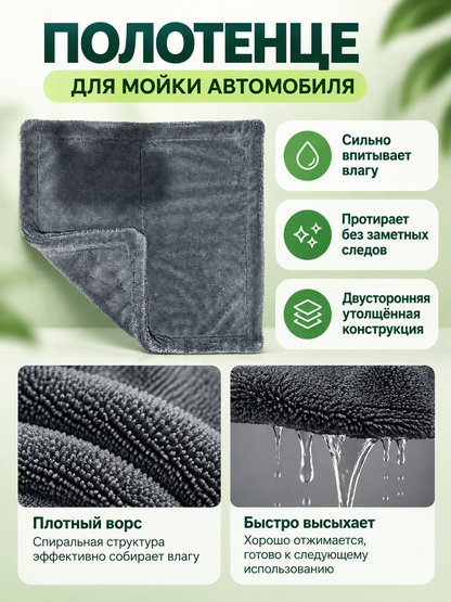 Gray microfiber car wash towel