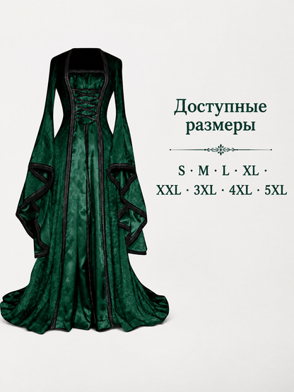 Women's Long Medieval Dress with Flare Sleeves size guide