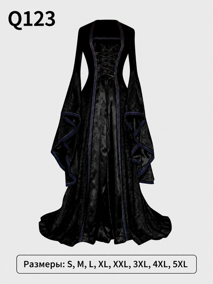 Long Stage Dress with Flared Sleeves size guide
