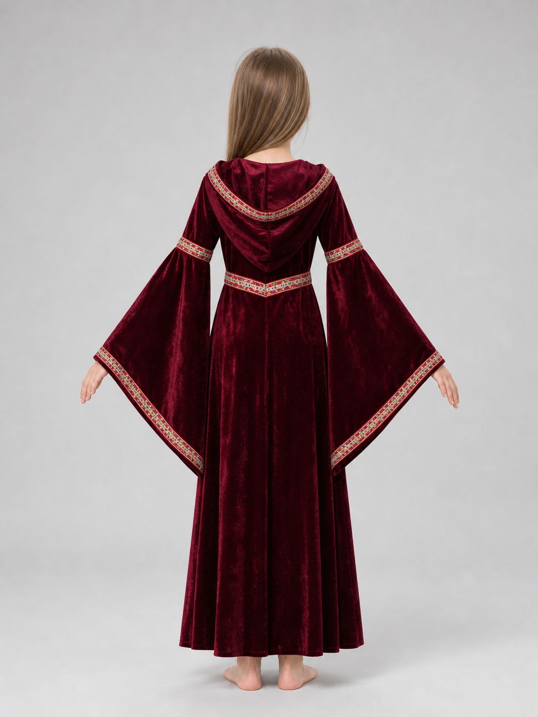 Halloween Vampire Costume — Burgundy Hooded Cloak