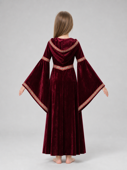 Halloween Vampire Costume — Burgundy Hooded Cloak