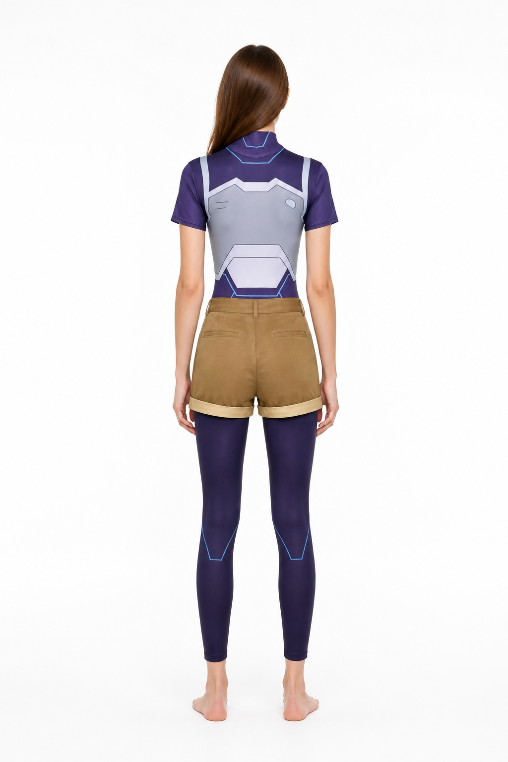 Zoe Cosplay Costume: T-Shirt, Shorts, Leggings back view