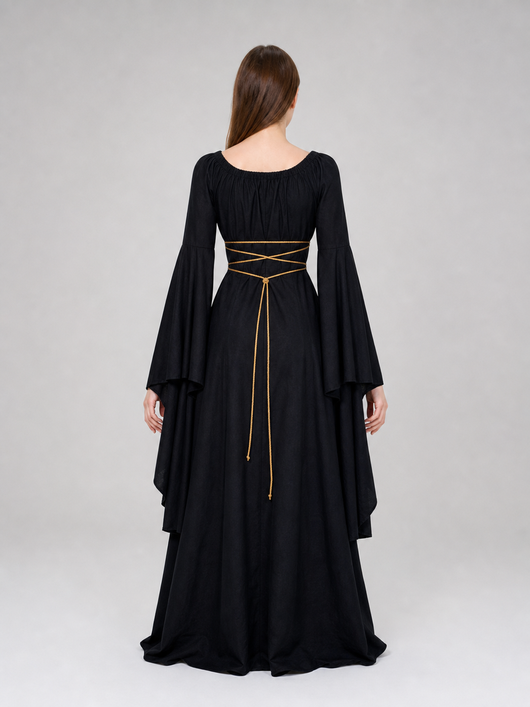 Gothic Maxi Dress with Long Sleeves