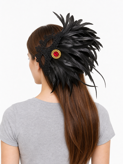 Carnival Headpiece with Black Feathers