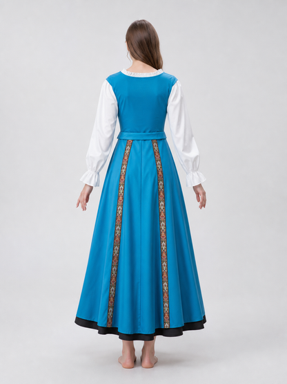 Blue Historical Costume with Long Sleeves
