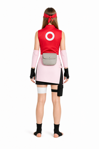 Sakura from Naruto Cosplay Costume with Headband and Gloves