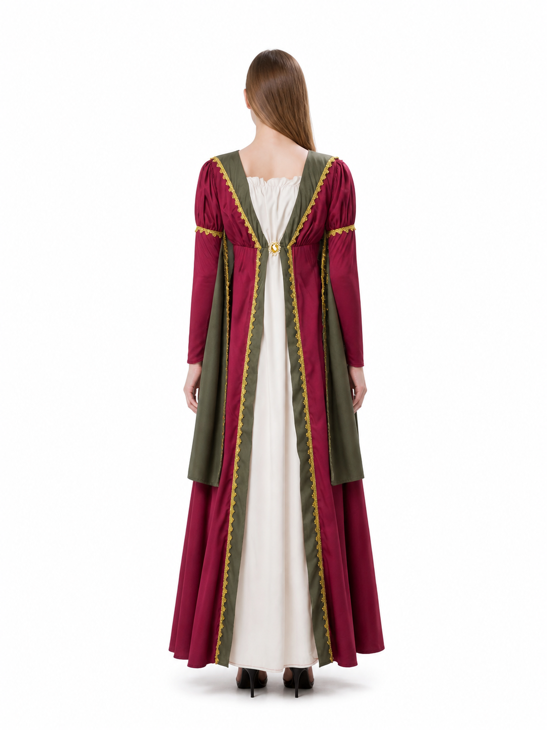 Medieval Dress with Cape and Gold Trim