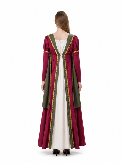 Medieval Dress with Cape and Gold Trim
