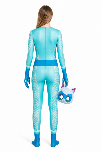 Cat Costume Jumpsuit with Mask back view