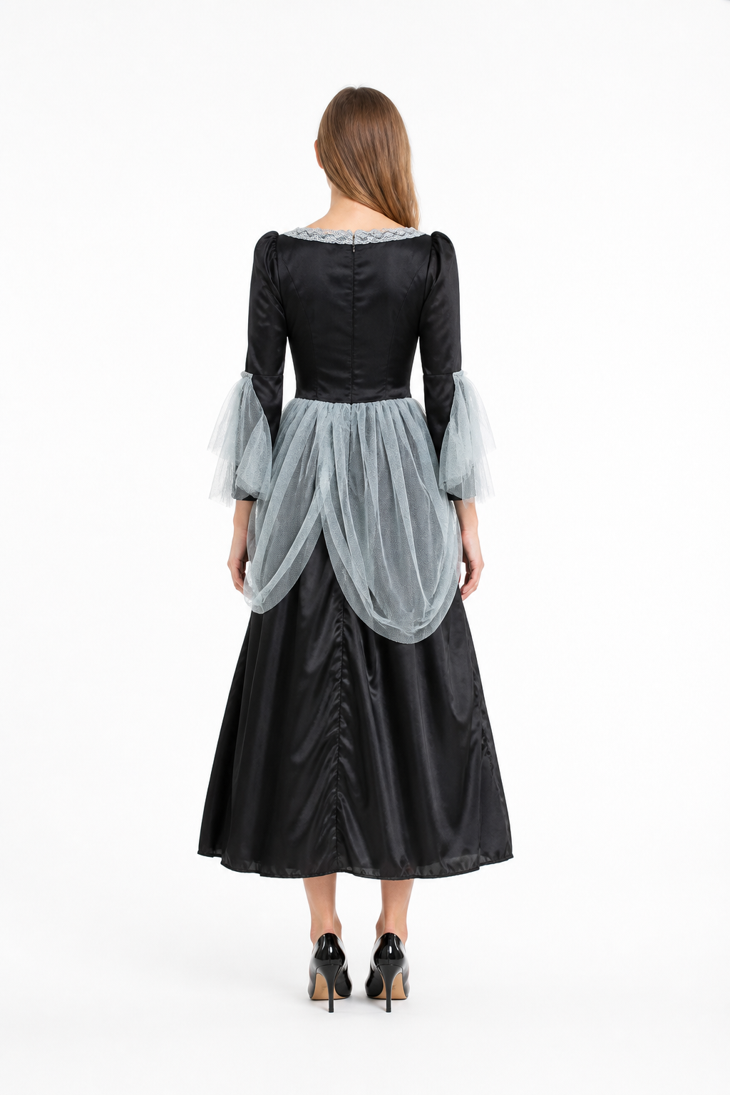 Gothic Vampire Costume, Long Dress back view