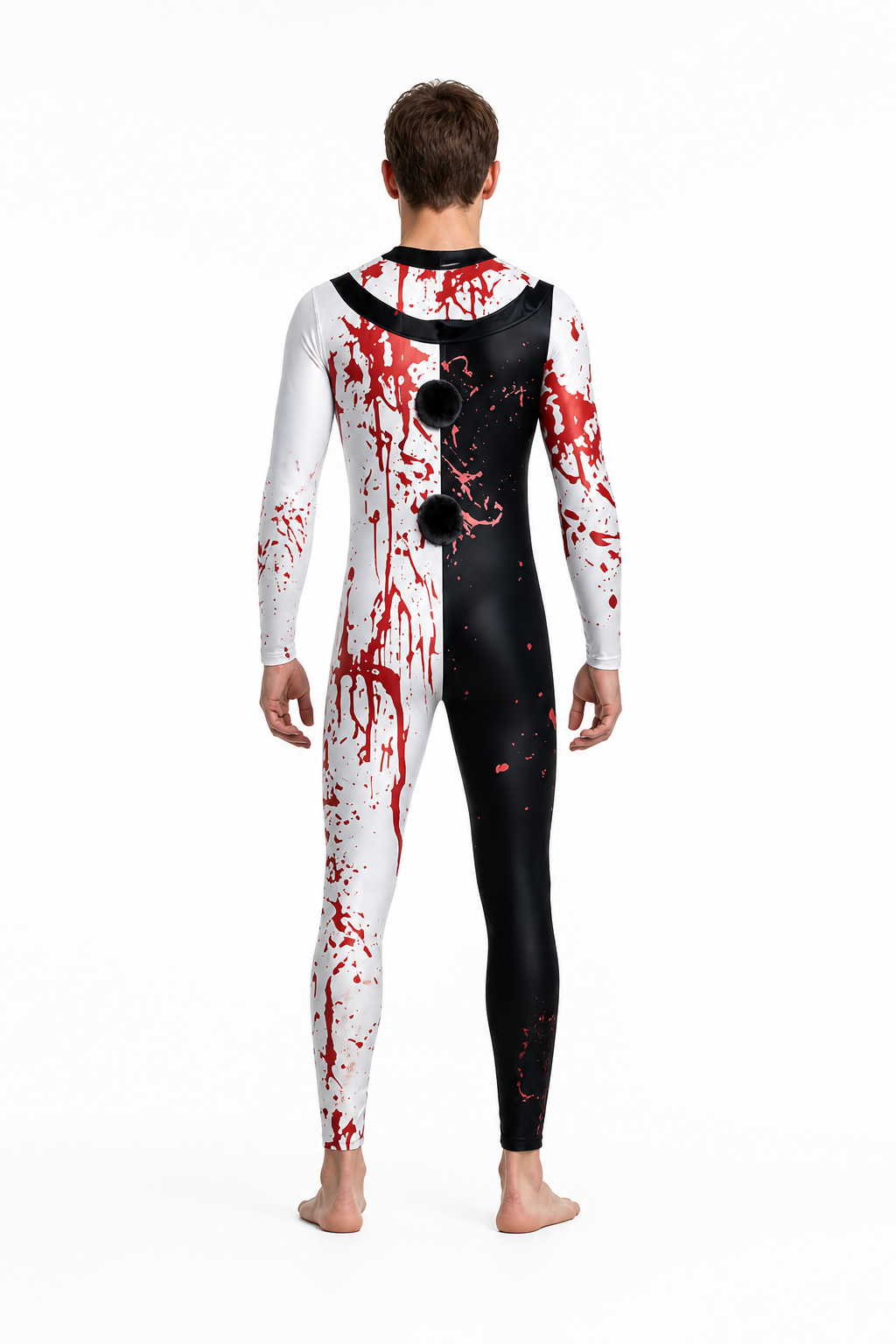 Black and White Bloody Clown Jumpsuit for Halloween