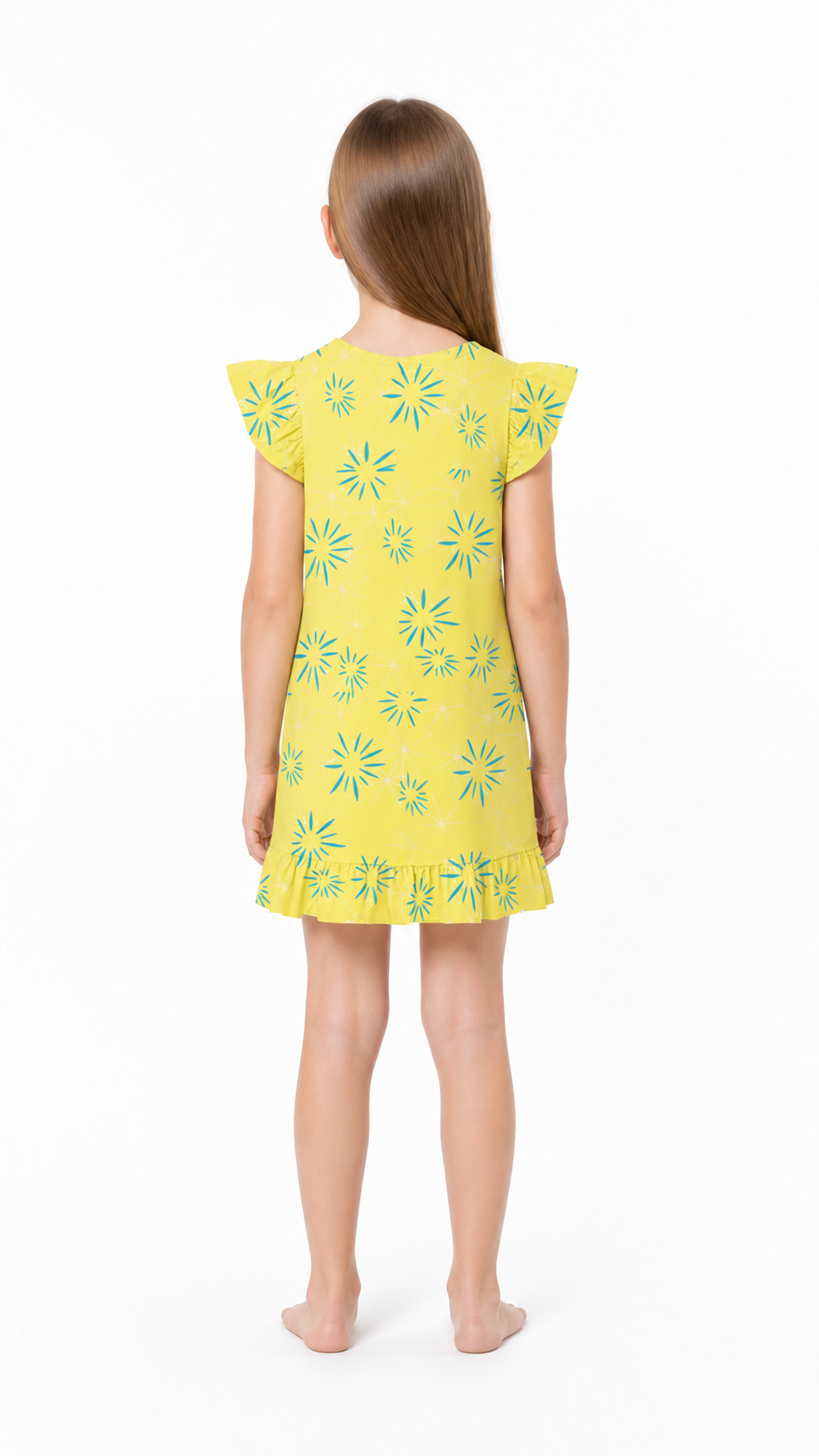 Yellow Dress with Blue Flowers for Inside Out 2 Cosplay