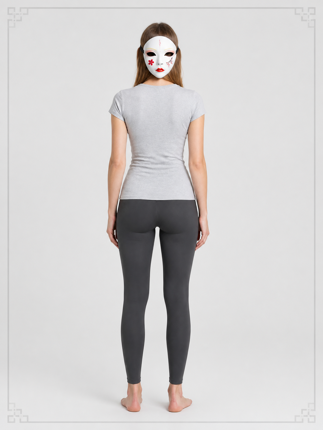 White Japanese-Style Carnival Mask for Cosplay back view