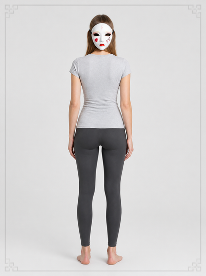White Japanese-Style Carnival Mask for Cosplay back view