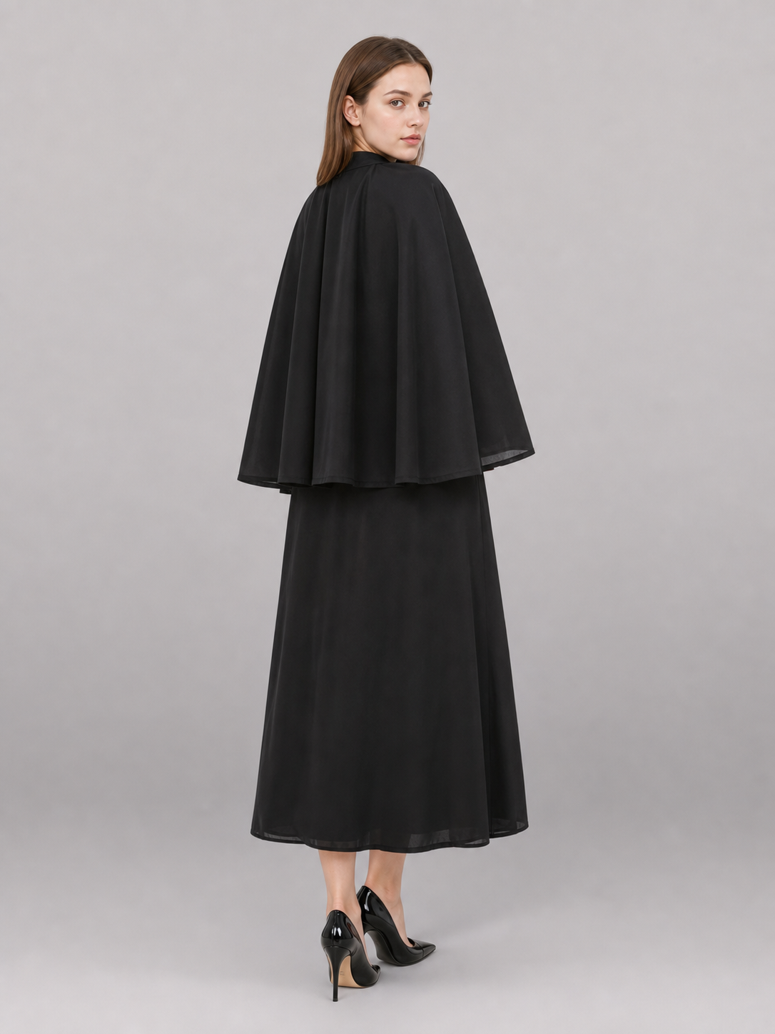 Black Carnival Cloak with White Headpiece