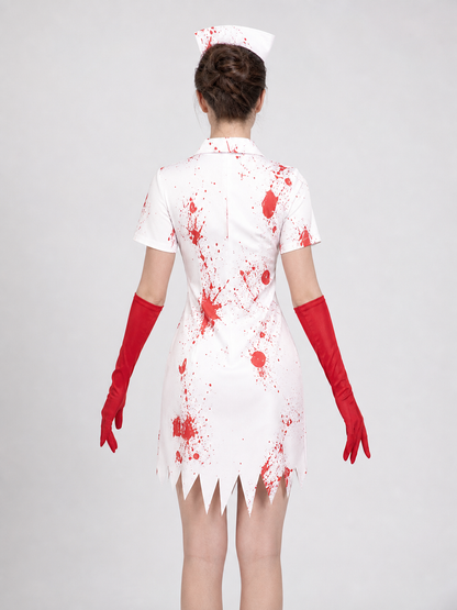Zombie Nurse Costume with Bloody Marks