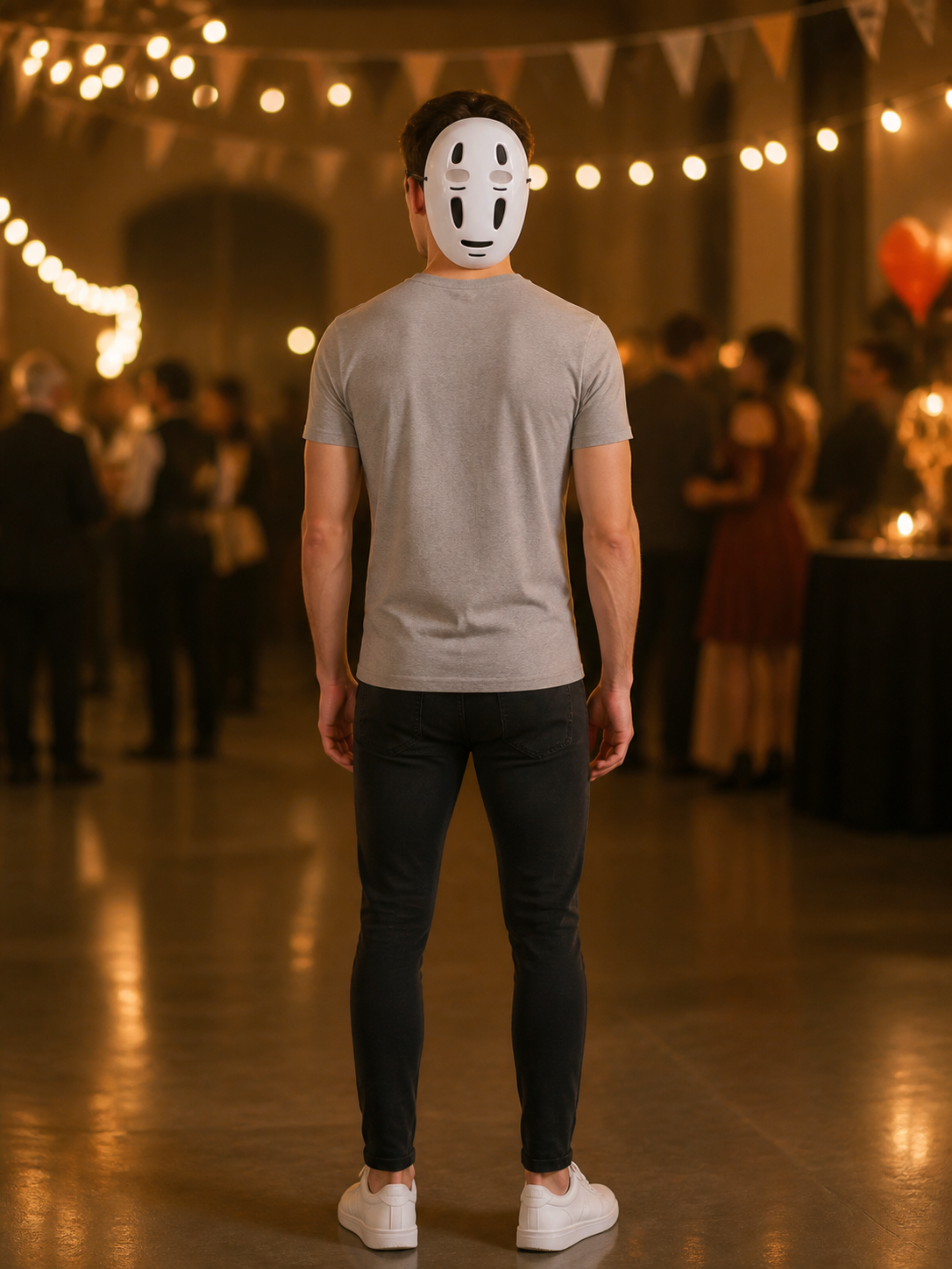 White Carnival Mask for Halloween and Cosplay back view