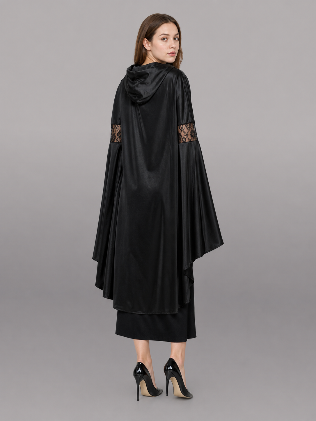 Black Hooded Costume Cloak for Cosplay