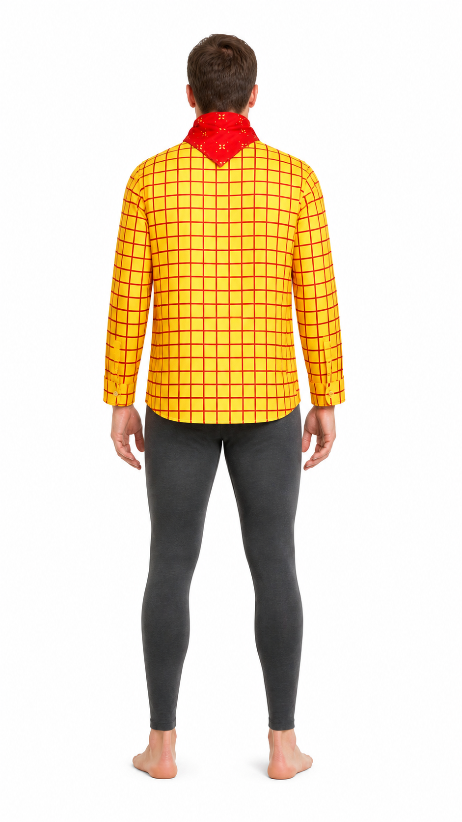 Woody Shirt with Red Plaid Print and Neckerchief back view