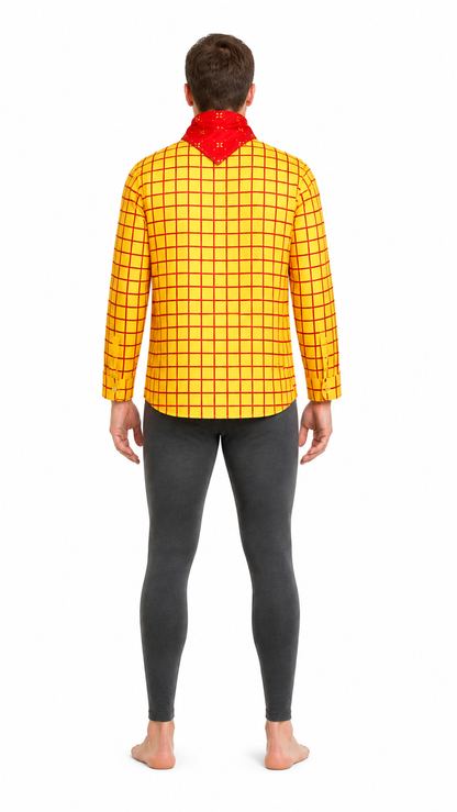 Woody Shirt with Red Plaid Print and Neckerchief back view