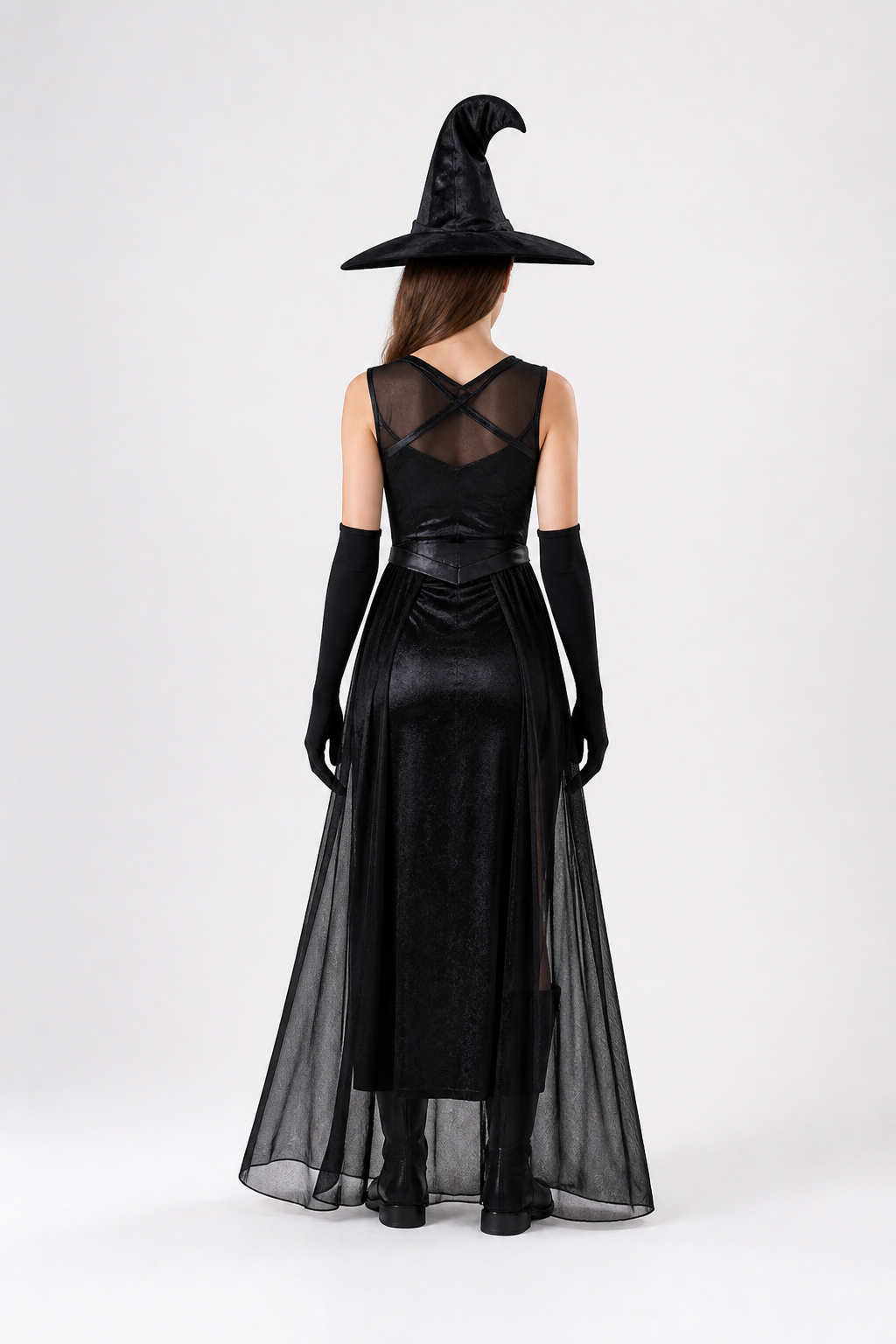 Witch Costume with Black Dress for Halloween back view