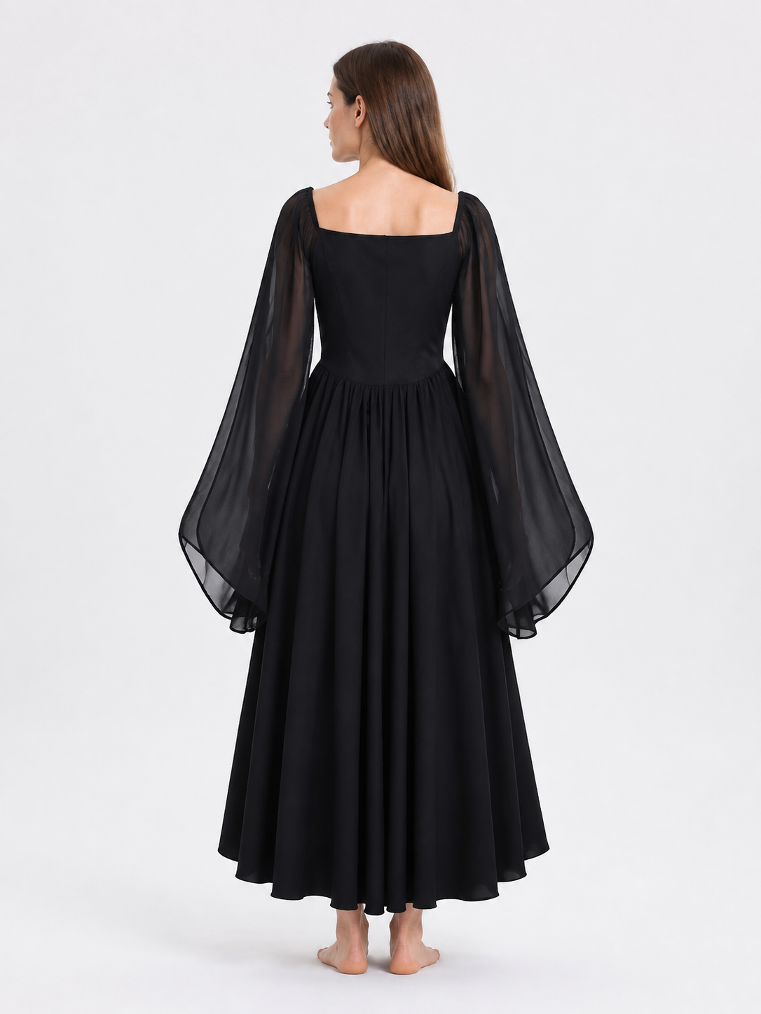 Pirate Medieval Dress with Flared Sleeves back view