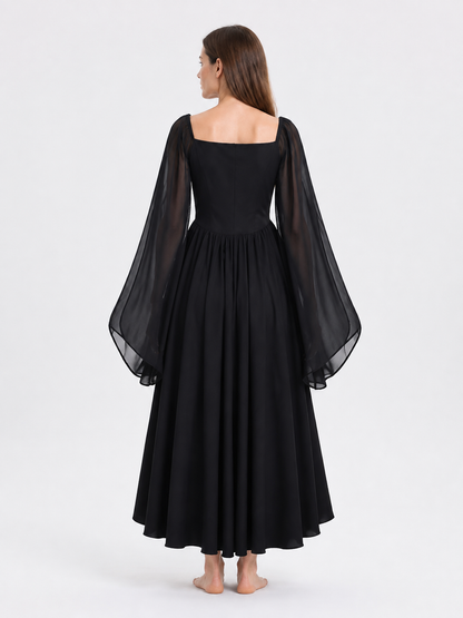Pirate Medieval Dress with Flared Sleeves back view