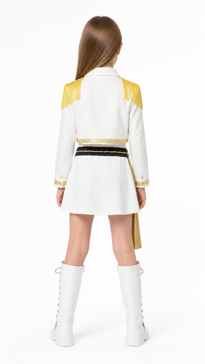 Children's White Costume with Gold Embellishments for Halloween back view