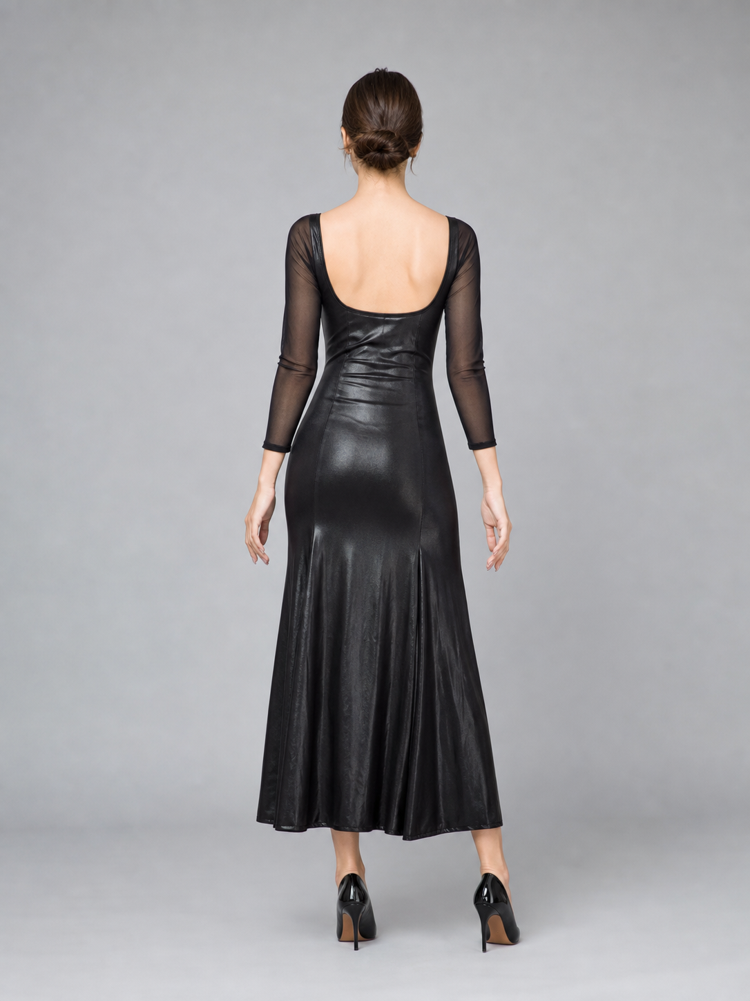 Witch Costume: Black Dress with Slit and Sleeves
