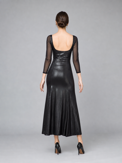 Witch Costume: Black Dress with Slit and Sleeves