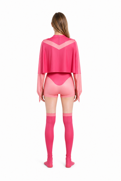 Atomic Eve Cosplay Costume with Jumpsuit and Cape back view