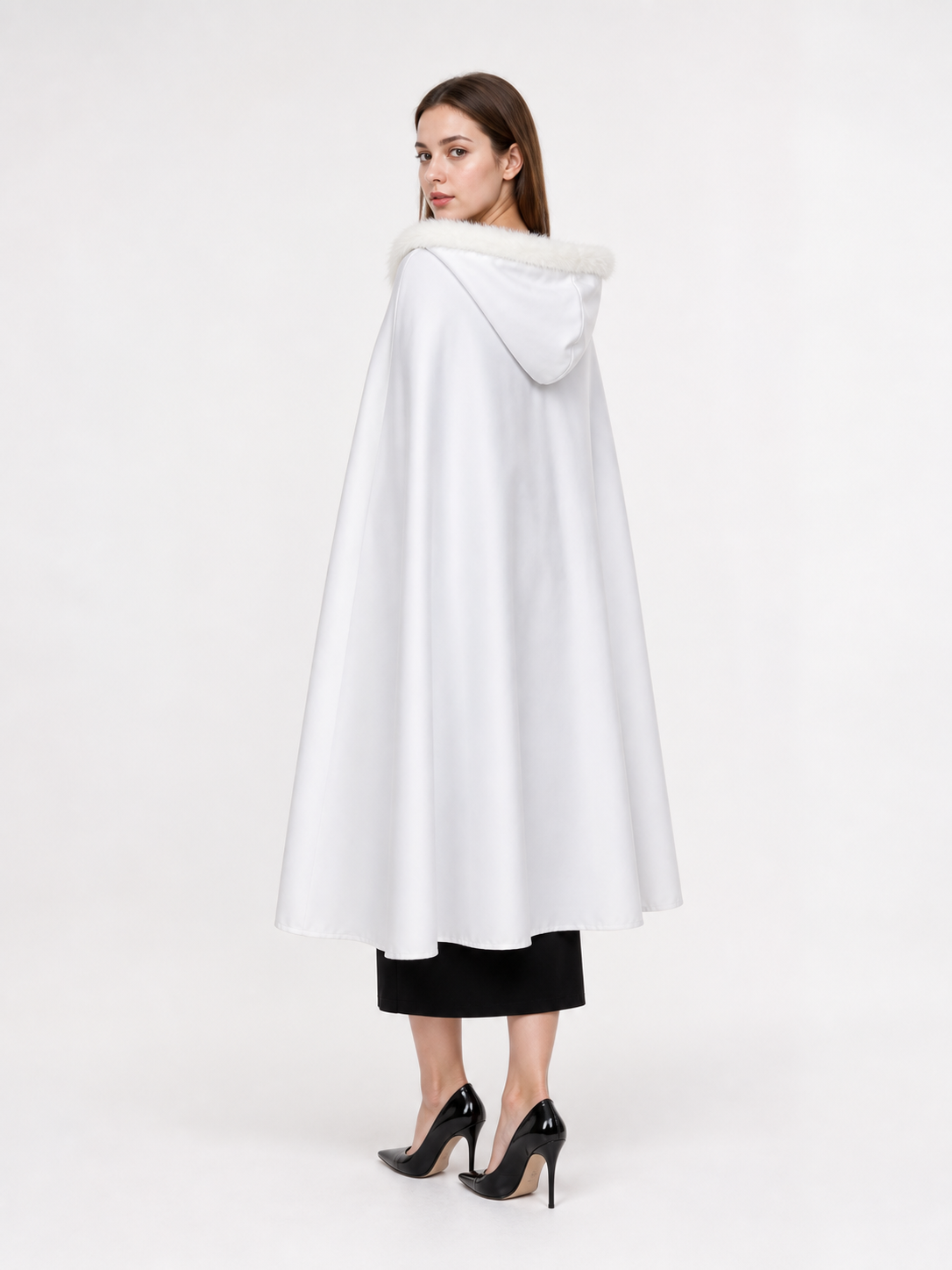 White Hooded Carnival Cloak for Costumes