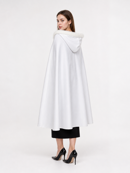 White Hooded Carnival Cloak for Costumes