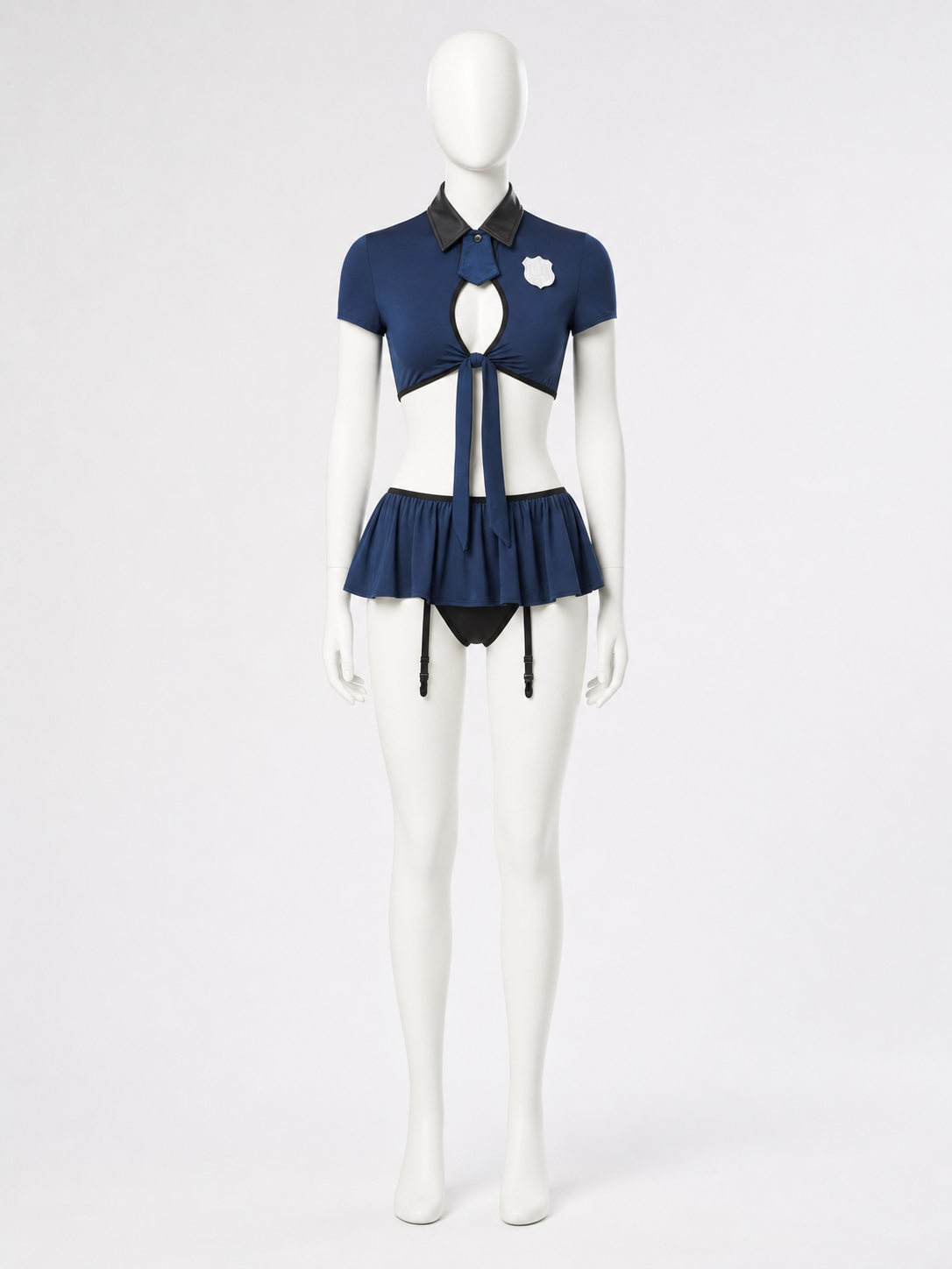Police Costume with Cropped Top and Skirt