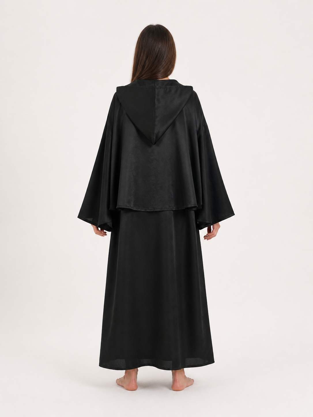 Black Long Hooded Cloak for Halloween