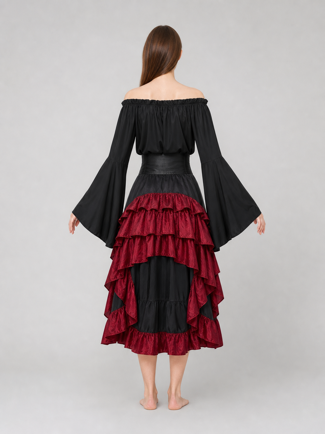Pirate Costume with Corset and Tiered Skirt