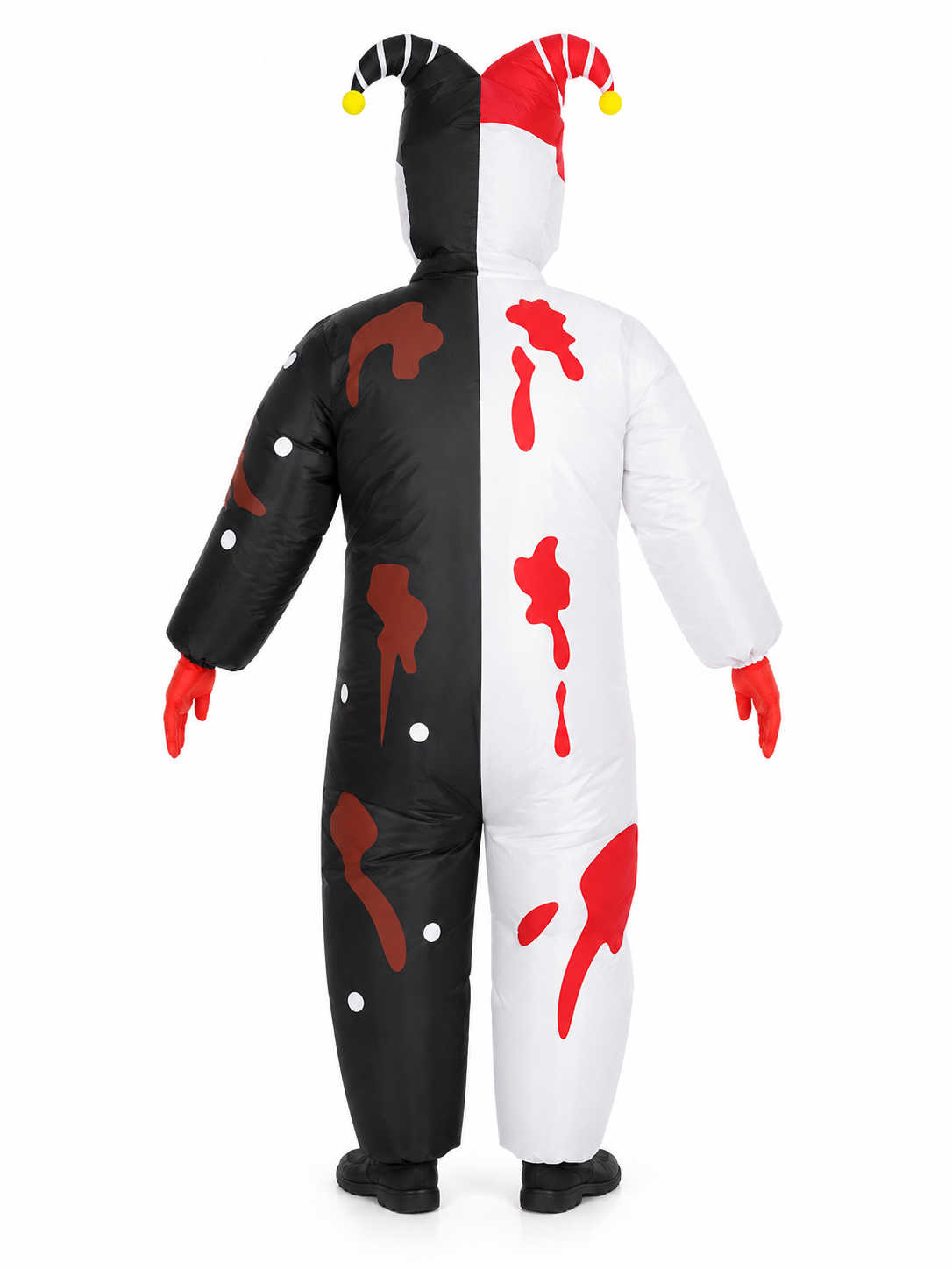 Inflatable Jester-Clown Costume Black and White with Voluminous Head