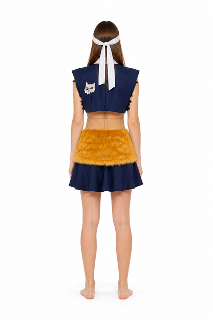 Cosplay Costume with Sleeveless Top and Skirt back view