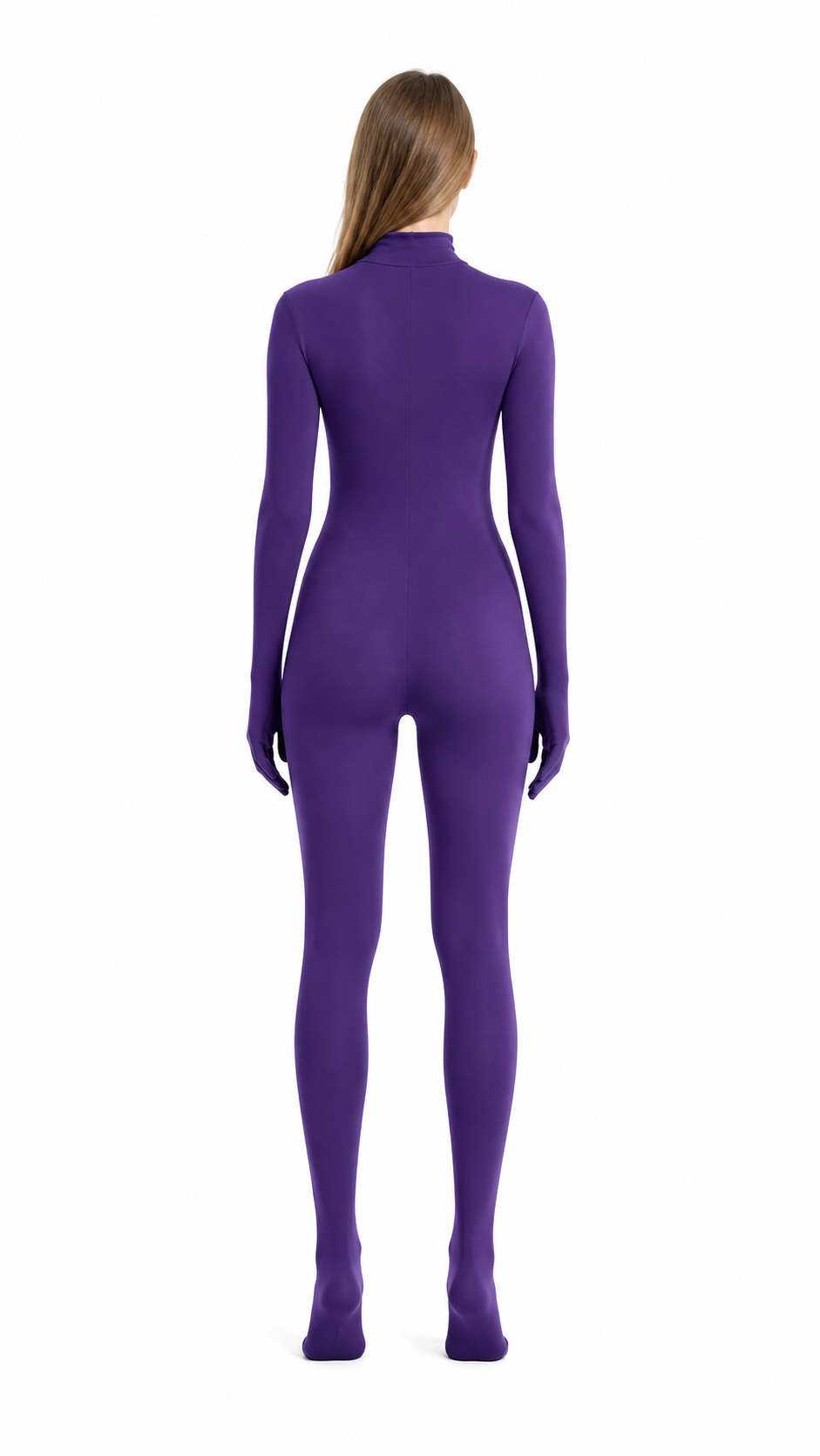 Form-Fitting Jumpsuit with Covered Hands and Feet back view