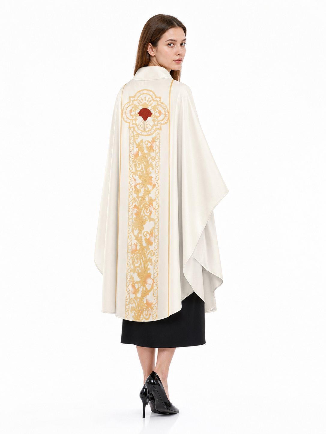 Ivory Carnival Cloak with Gold Decoration