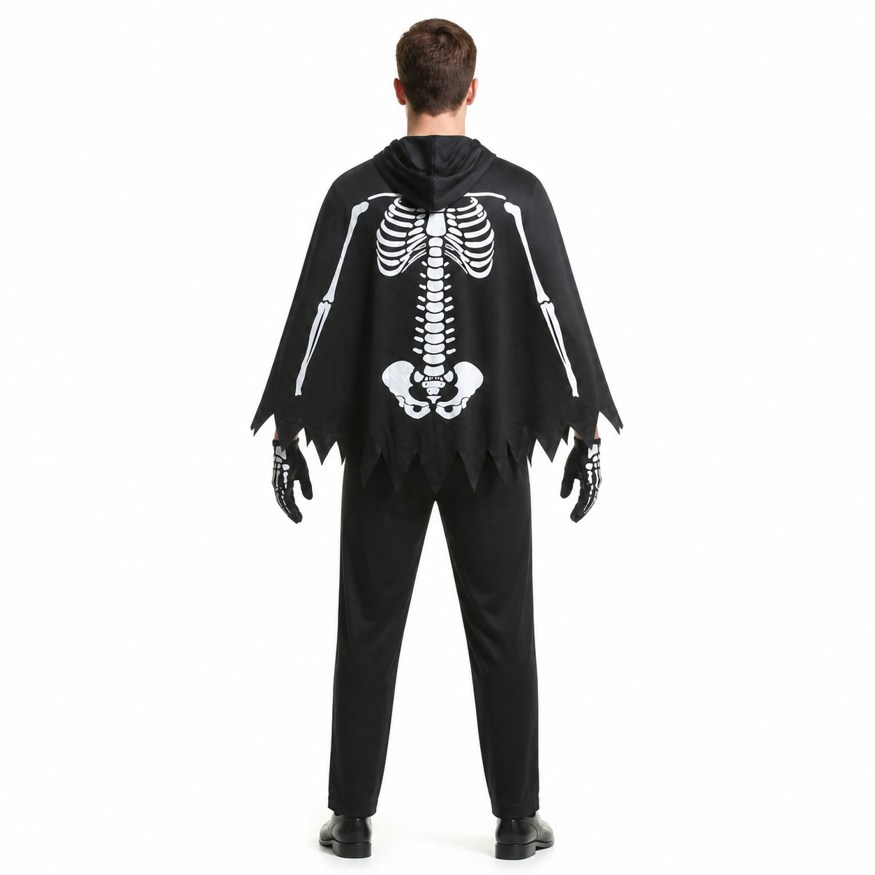 Skeleton Costume Jumpsuit with Hood for Carnival and Cosplay back view