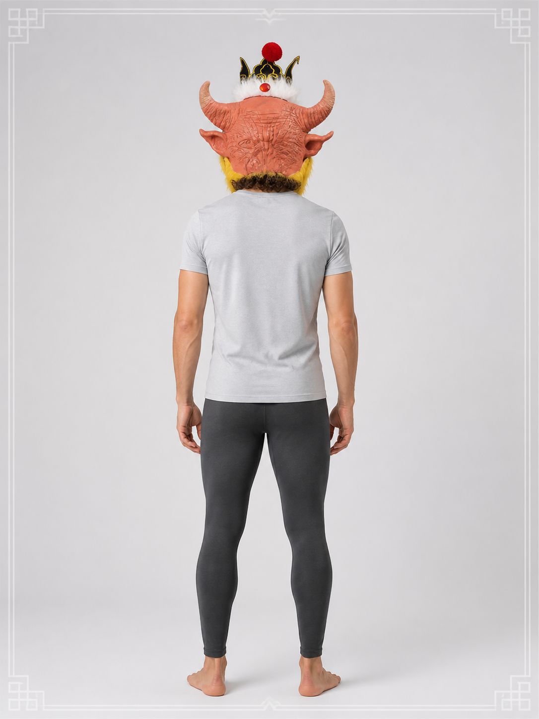 Red Carnival Mask with Horns for Cosplay back view
