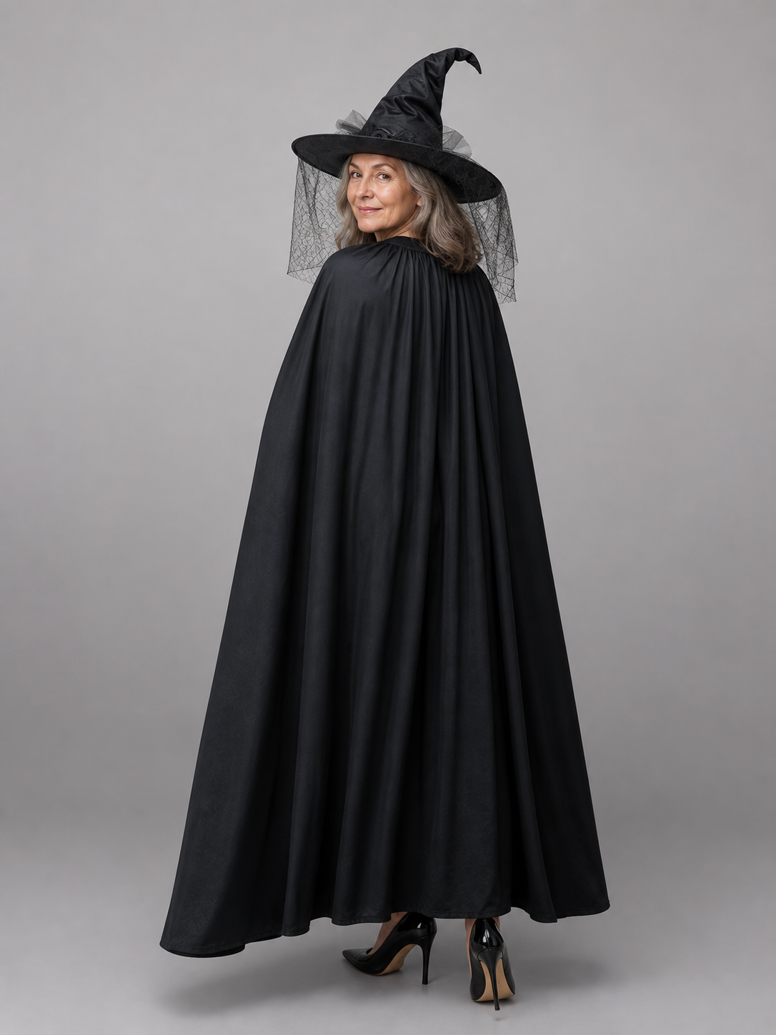 Black Carnival Cloak with Pointed Hat