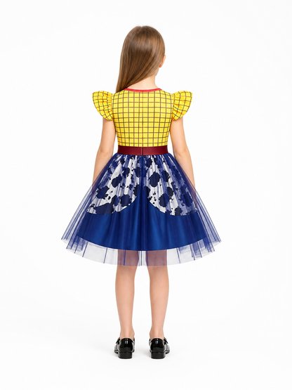 Girls’ Halloween Dress with Cowboy Belt and Bandana back view