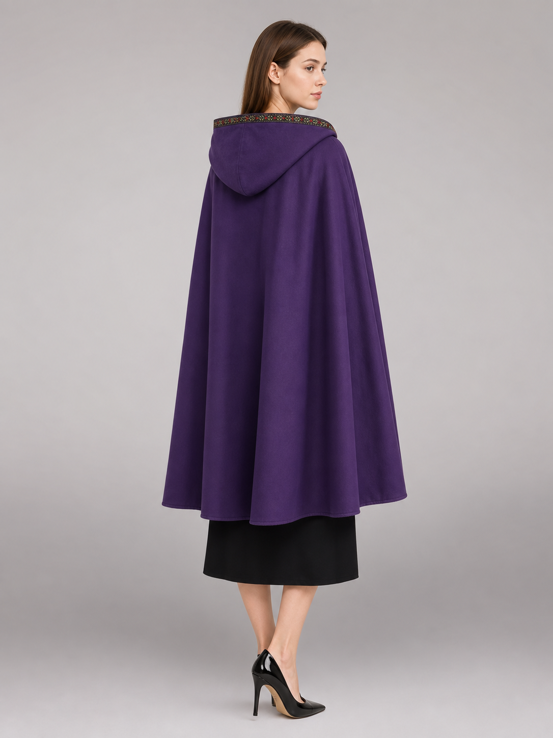 Purple Hooded Velvet Costume Cape product view 40