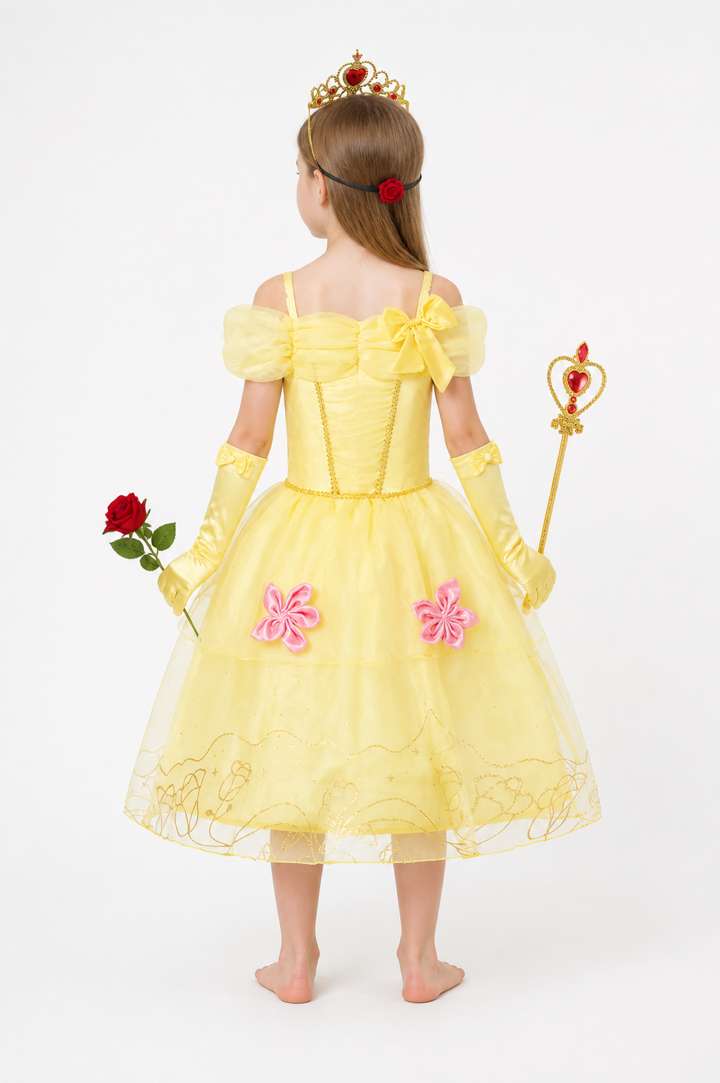 Princess Costume with Crown and Full Skirt back view