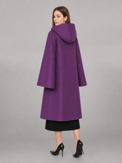 Purple hooded costume cloak with zipper